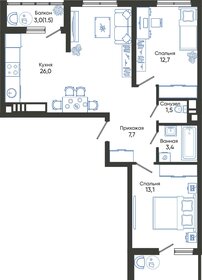 Квартира 67,6 м², 2-комнатная - изображение 1