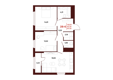 64,5 м², 2-комнатная квартира 5 800 000 ₽ - изображение 25