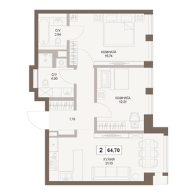 64,7 м², 2-комнатная квартира 31 219 302 ₽ - изображение 26