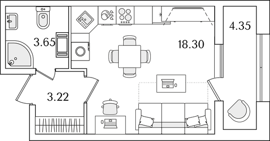 27,4 м², квартира-студия 8 285 686 ₽ - изображение 17