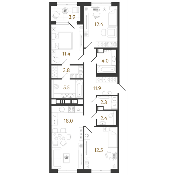 84,2 м², 3-комнатная квартира 22 659 964 ₽ - изображение 1