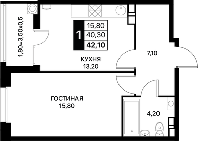 43 м², 1-комнатная квартира 5 400 000 ₽ - изображение 58