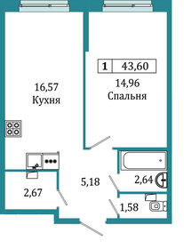 46,5 м², 1-комнатная квартира 8 314 550 ₽ - изображение 56