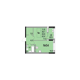 Квартира 40,6 м², 1-комнатная - изображение 1