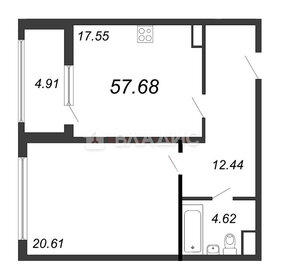 Квартира 57,7 м², 1-комнатные - изображение 1