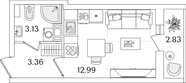 Квартира 20,9 м², студия - изображение 1