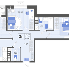 Квартира 81,7 м², 3-комнатная - изображение 4