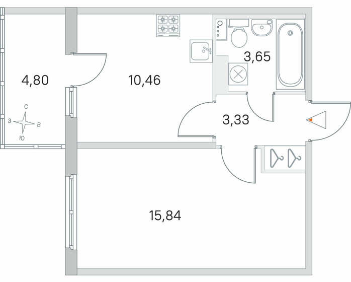 34,7 м², 1-комнатная квартира 7 158 528 ₽ - изображение 1