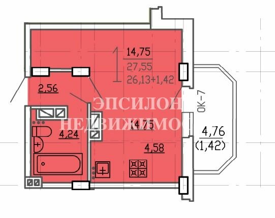 29 м², квартира-студия 3 000 000 ₽ - изображение 1