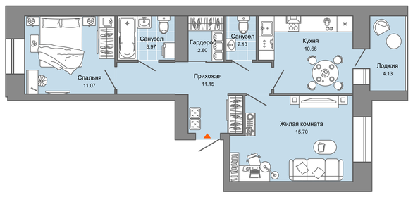 60,7 м², 2-комнатная квартира 6 000 000 ₽ - изображение 63