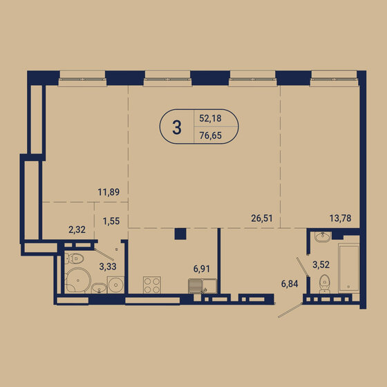 76,7 м², 3-комнатная квартира 23 568 794 ₽ - изображение 1