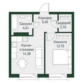 28,1 м², квартира-студия 4 845 076 ₽ - изображение 48