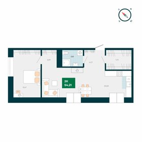 Квартира 57,6 м², 2-комнатная - изображение 1