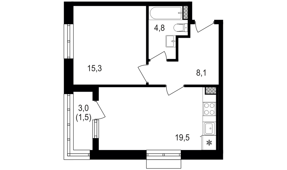 49,2 м², 1-комнатная квартира 17 515 200 ₽ - изображение 23