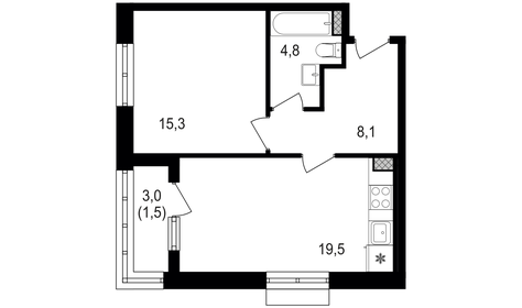 46,3 м², 1-комнатная квартира 17 250 000 ₽ - изображение 17