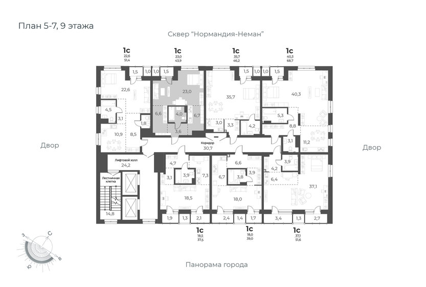 43,9 м², 1-комнатная квартира 7 000 000 ₽ - изображение 1