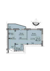 Квартира 46,2 м², 2-комнатная - изображение 1