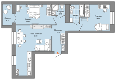 Квартира 75 м², 3-комнатная - изображение 1