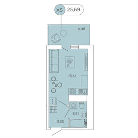 25,4 м², квартира-студия 4 200 000 ₽ - изображение 90