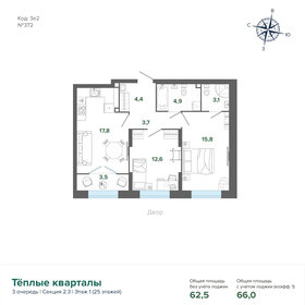 57 м², 2-комнатная квартира 6 900 000 ₽ - изображение 50