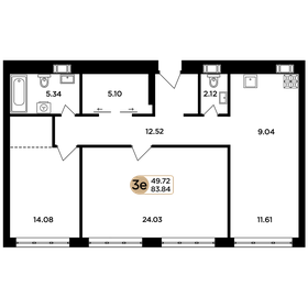 Квартира 83,8 м², 2-комнатная - изображение 1