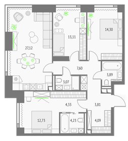98,3 м², 3-комнатная квартира 49 894 920 ₽ - изображение 6