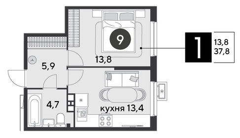 34,3 м², 1-комнатная квартира 3 640 000 ₽ - изображение 74