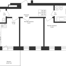 Квартира 54,7 м², 2-комнатная - изображение 3