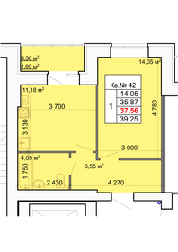 Квартира 37,6 м², 1-комнатная - изображение 1