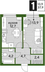 Квартира 37,9 м², 1-комнатная - изображение 2