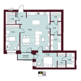 73,1 м², 2-комнатная квартира 7 150 000 ₽ - изображение 163