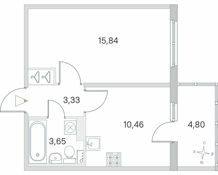 34,7 м², 1-комнатная квартира 7 191 808 ₽ - изображение 1