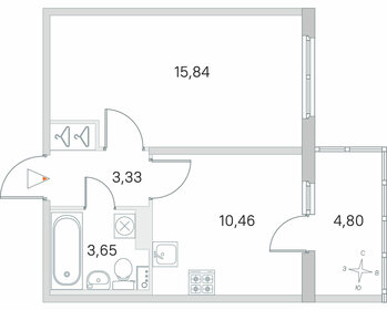 34,7 м², 1-комнатная квартира 7 158 528 ₽ - изображение 15