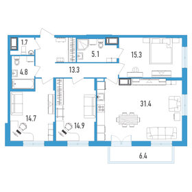 Квартира 103,1 м², 3-комнатная - изображение 1