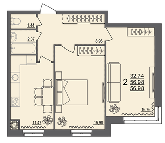 66,3 м², 2-комнатная квартира 6 150 000 ₽ - изображение 33