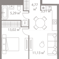 Квартира 39,7 м², 1-комнатная - изображение 2