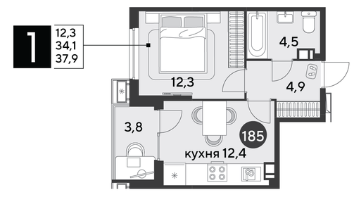 38,6 м², 1-комнатная квартира 5 000 000 ₽ - изображение 61