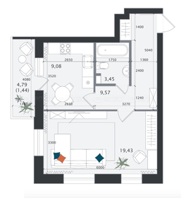 43,3 м², 1-комнатная квартира 7 699 999 ₽ - изображение 64