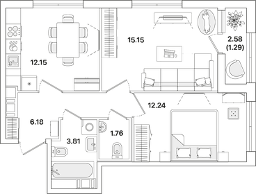 52,7 м², 2-комнатная квартира 12 480 000 ₽ - изображение 87