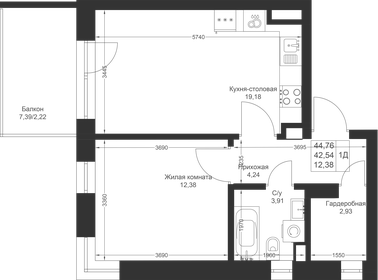 44,9 м², 1-комнатная квартира 6 919 220 ₽ - изображение 28