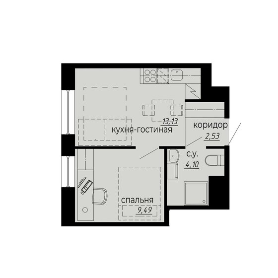 29,3 м², 1-комнатные апартаменты 9 067 500 ₽ - изображение 44