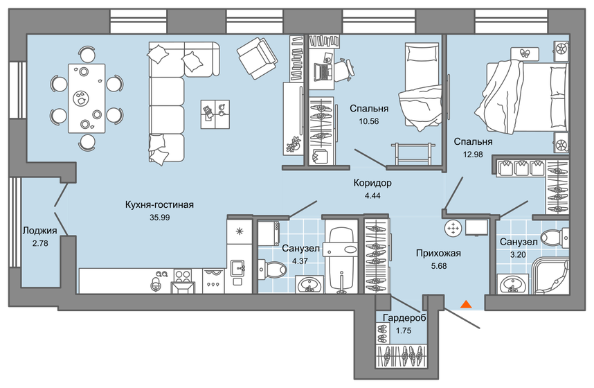 80 м², 3-комнатная квартира 11 917 388 ₽ - изображение 1