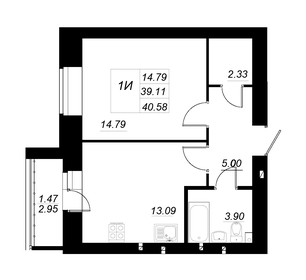 Квартира 40,6 м², 1-комнатная - изображение 1