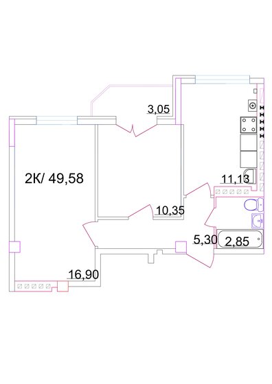 49,6 м², 2-комнатная квартира 3 906 904 ₽ - изображение 1