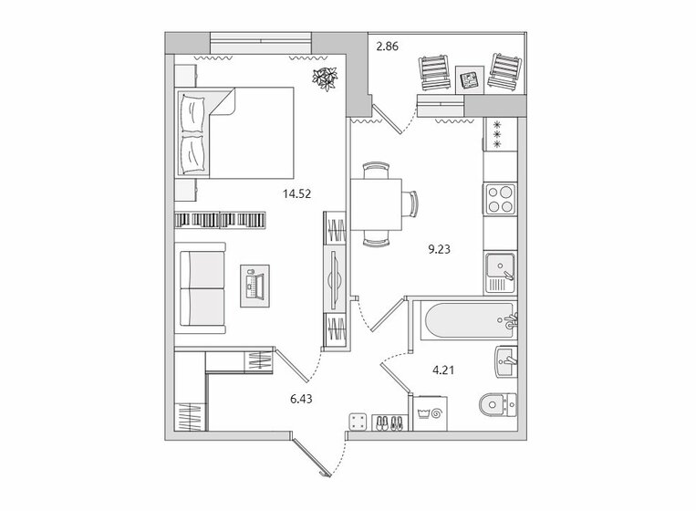37,3 м², 1-комнатная квартира 7 225 000 ₽ - изображение 1