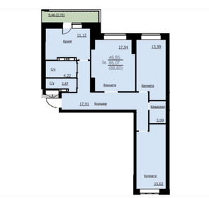 Квартира 88,8 м², 3-комнатная - изображение 1