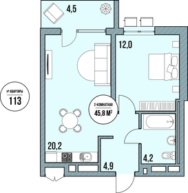 Квартира 45,8 м², студия - изображение 2