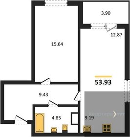 Квартира 53,9 м², 1-комнатная - изображение 1