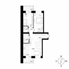 Квартира 74,7 м², 3-комнатная - изображение 1
