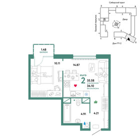 Квартира 35,6 м², 2-комнатная - изображение 1